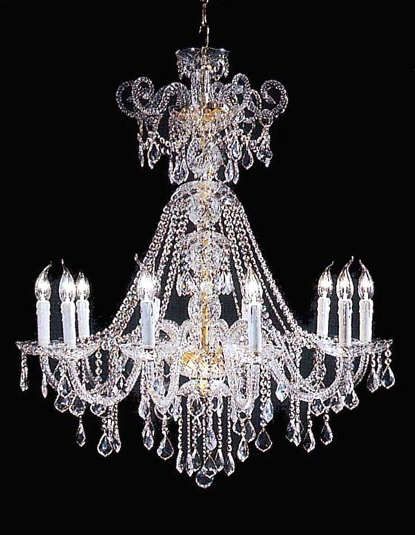 10 Lights Bohemian Crystal chandelier in gold plated finish