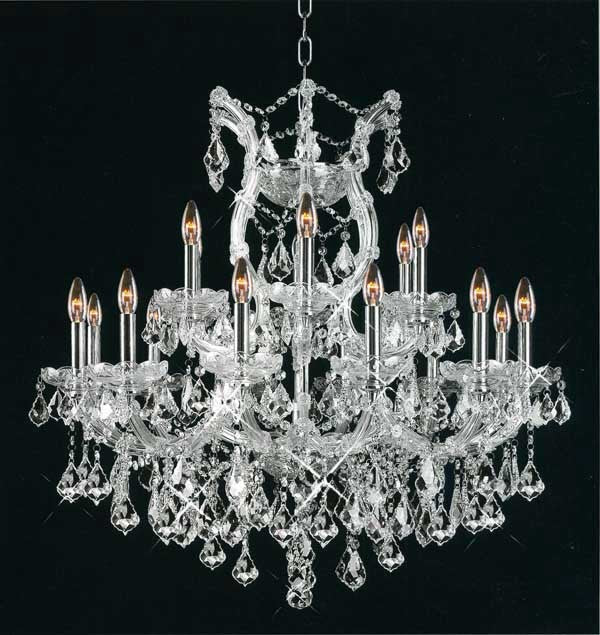 Maria Theresa chandelier dressed with fantastic crystal in polished chrome finish