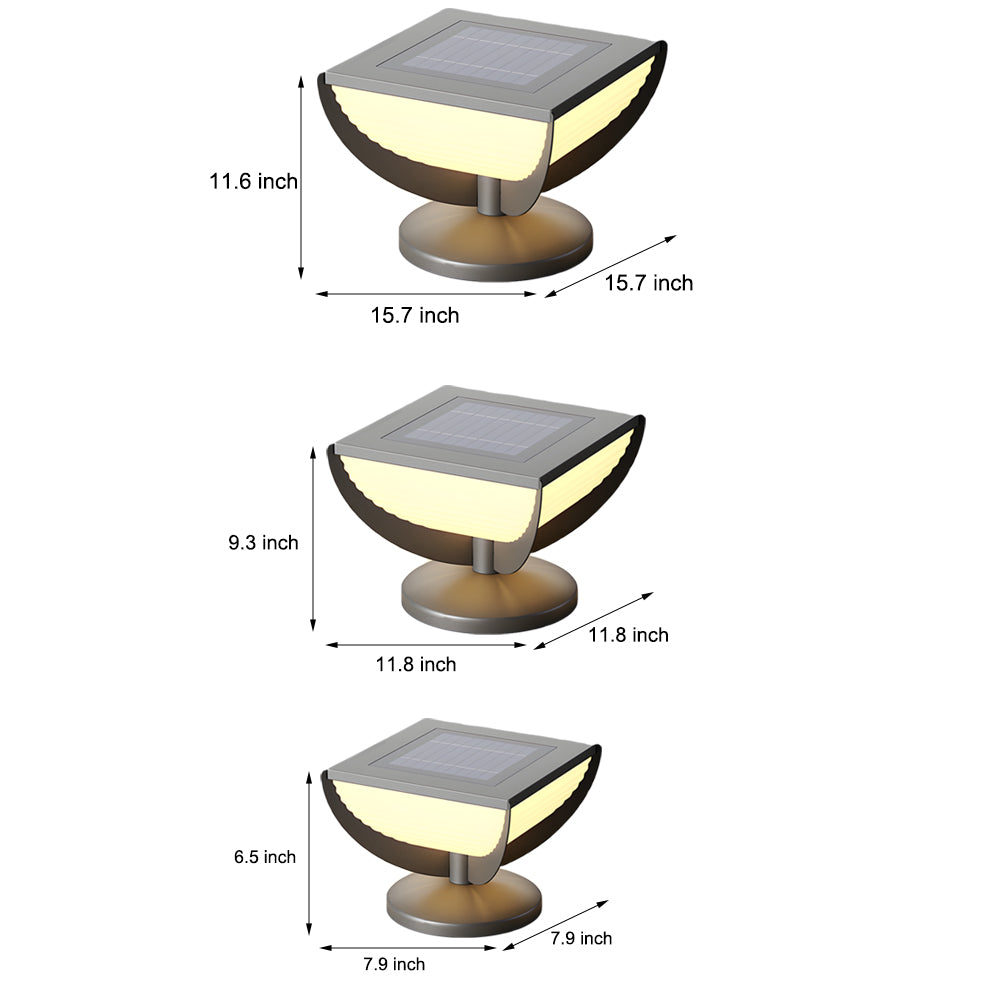 Square Metal Solar Garden Light LED Outdoor Light Post Waterproof Fence Column Head Lamp Pillar Light