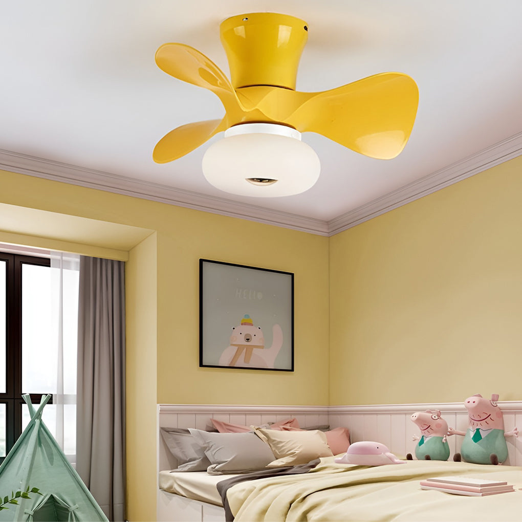 Macaron Color 3 Step Dimming LED Nordic Inverter Ceiling Fan Lights