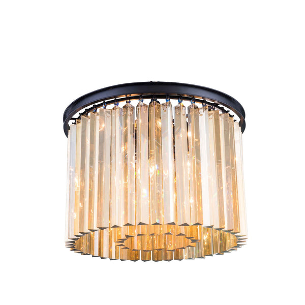 Sydney Mocha Brown Six-Light Flushmount with Royal Cut Golden Teak Crystals