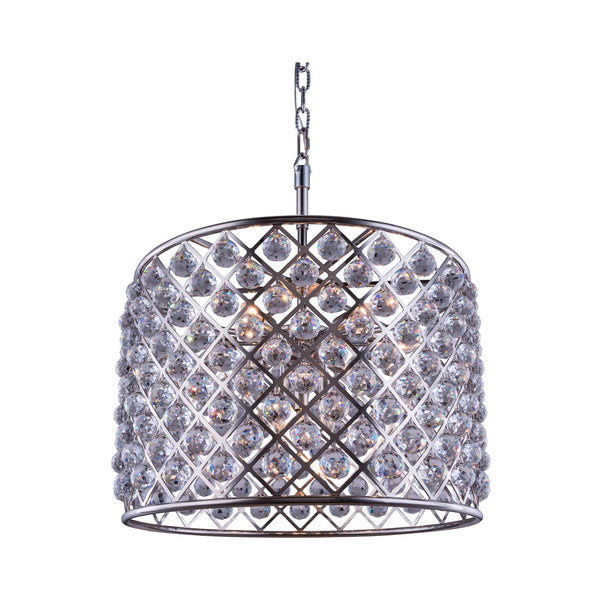 Madison Polished Nickel Eight-Light Pendant with Royal Cut Clear Crystals