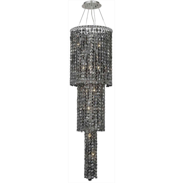 Maxim Chrome Twelve-Light 16-Inch Three-Tier Pendant with Royal Cut Silver Grey Crystal