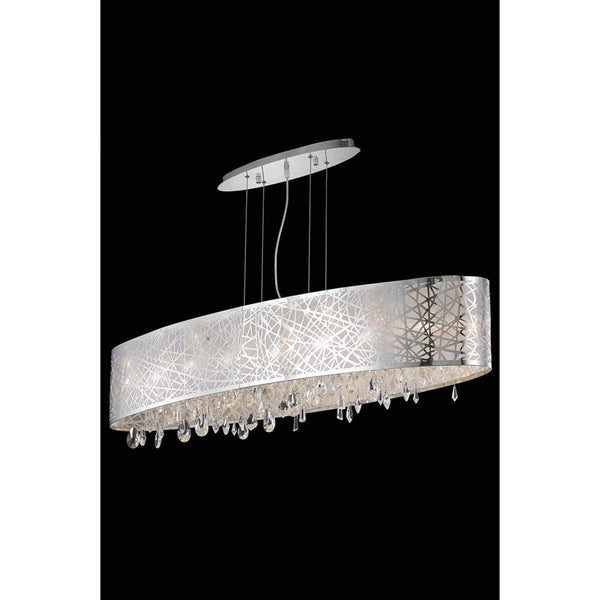 Mirage Chrome Seven-Light Pendant with Royal Cut Crystal and Metal Shade