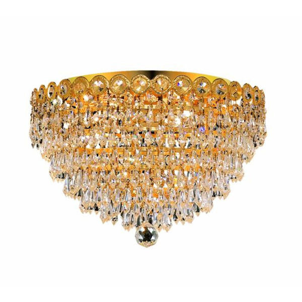 Gold Four-Light 16-Inch Flush Mount with Royal Cut Clear Crystal