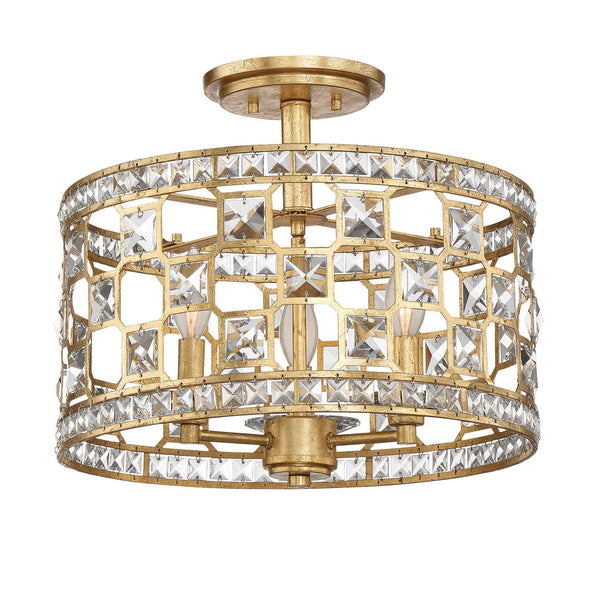 Gold Bullion Three-Light Semi Flush