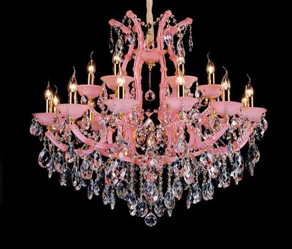 18 Light Maria Theresa crystal Chandelier in pink color