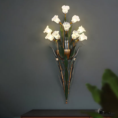 Bouquet Flowers Leaves White Light Pastoral American Style Wall Lamp