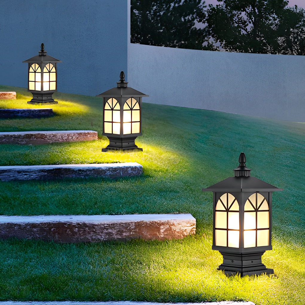 Retro Creative Waterproof Modern Outdoor Fence Post Lights Pillar Lamp