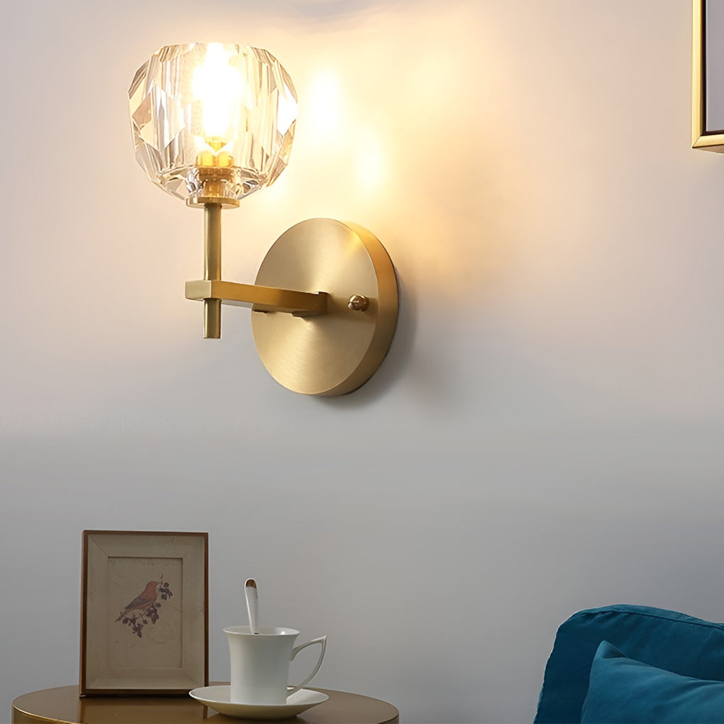 Ball-shaped LED Crystal Gold Postmodern Plug in Sconce Lighting Wall Lamp