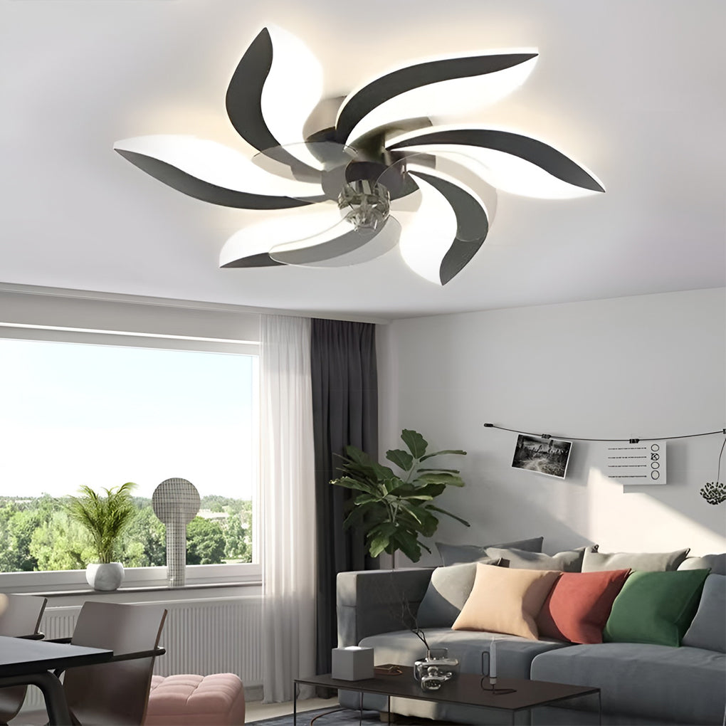 Creative Flower Shaped Three Step Dimming LED Nordic Ceiling Fan Lights