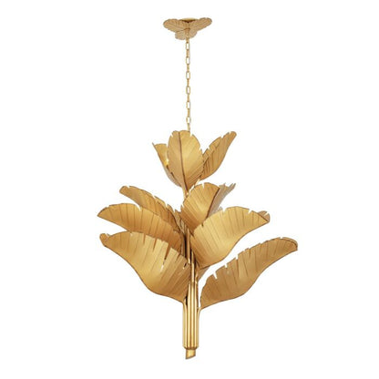 Banana Leaf 12-Light Chandelier in Gold