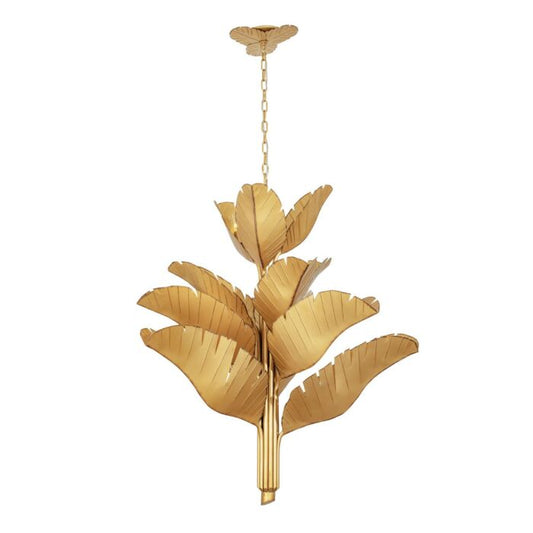 Banana Leaf 12-Light Chandelier in Gold