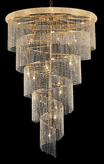 29 Light Spiral Crystal Chandelier gold plated