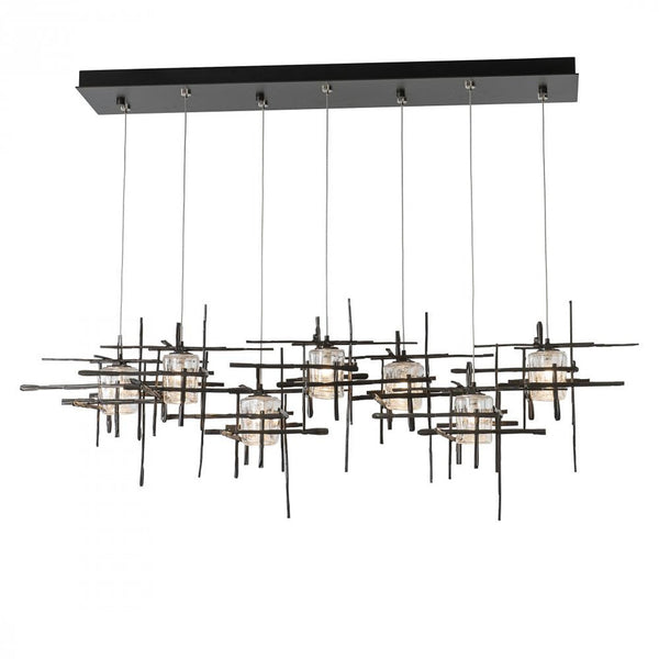 Linear Chandelier, 7-Light, Standard Height, Dark Smoke, Seeded Clear Glass, 53.75"W (131095-SKT-STND-07-II0728 5NCK85)