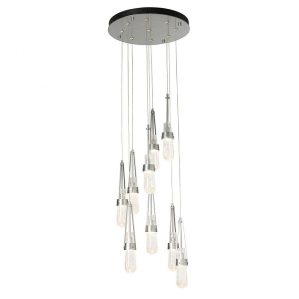 Blown Glass Round Pendant, 9-Light, Black, Clear Bubble Glass, 20.5"W (OPEN BOX 131100-SKT-LONG-10-YG0434)