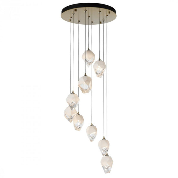 Pendant, 9-Light, Modern Brass, White Crystal, 20.5"W (131140-SKT-LONG-86-WP0754 5YZUGJ)