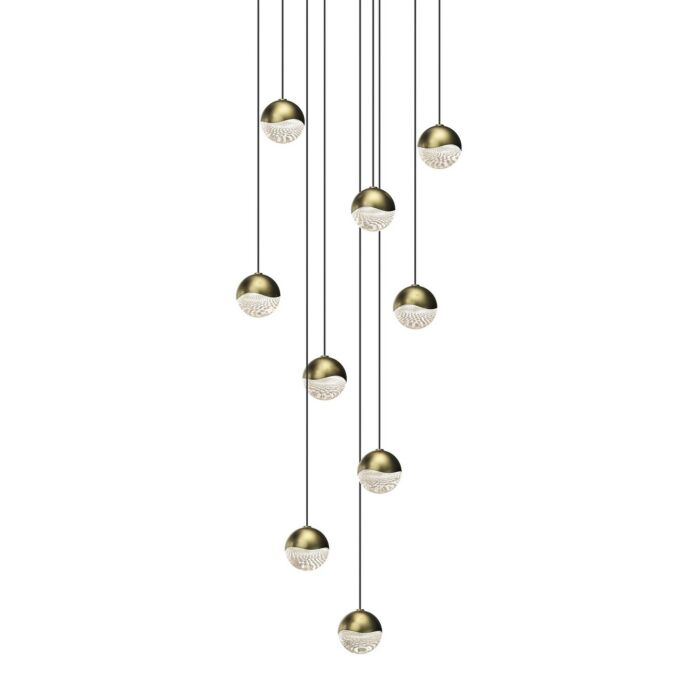 Grapes 9-Light LED Pendant in Brass Finish