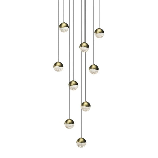 Grapes 9-Light LED Pendant in Brass Finish