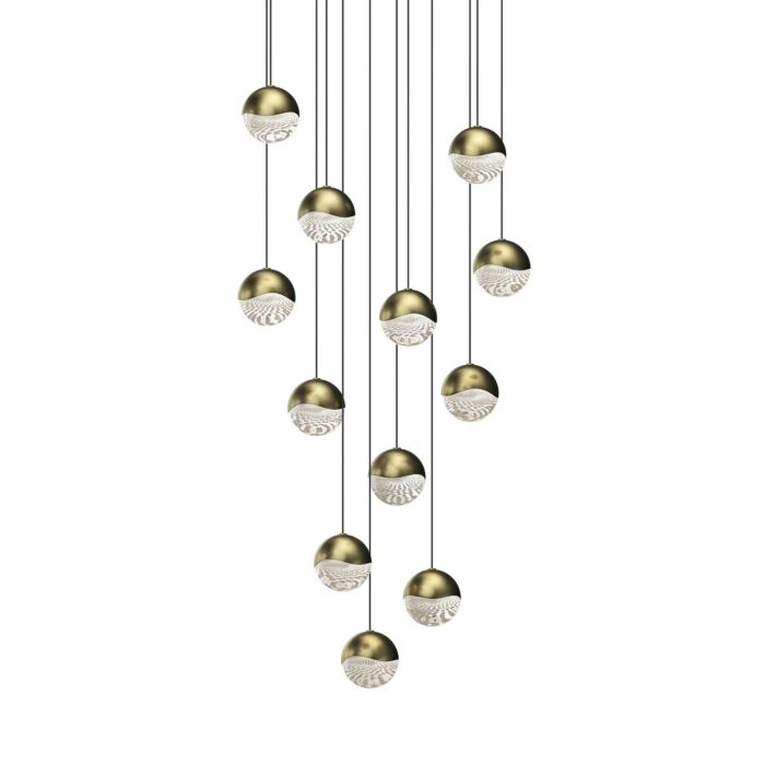 Grapes 12-Light LED Pendant in Brass Finish