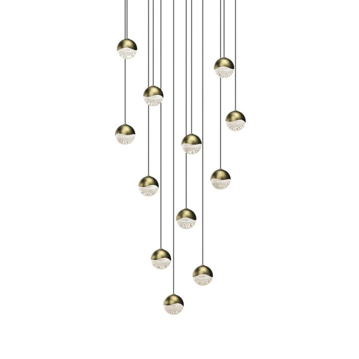 Grapes 12-Light LED Pendant in Brass Finish