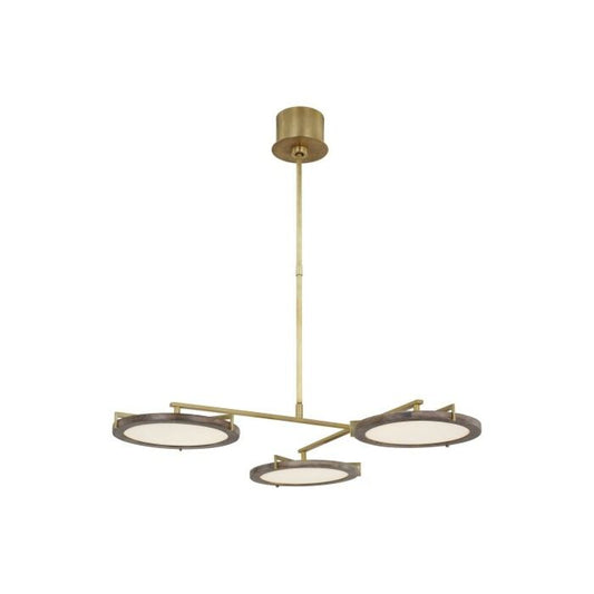 Shuffle Medium 3-Light Integrated LED Ceiling Chandelier in Natural Brass