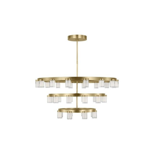 Esfera Three Tier X-Large 36-Light Integrated LED Ceiling Chandelier in Natural Brass