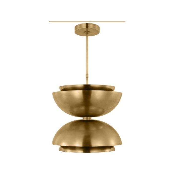 Shanti Large Double 2-Light Integrated LED Ceiling Pendant in Natural Brass