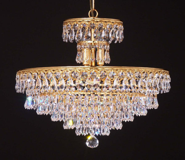 9 lights crystal chandelier in gold plated finish