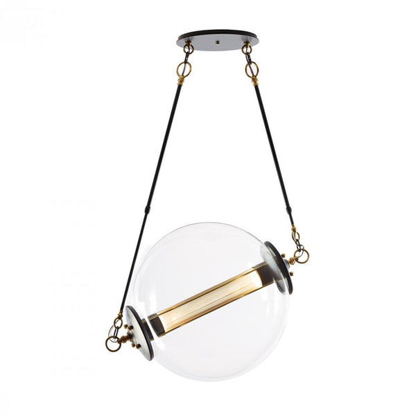 Pendant, 2-light, Long Height, Brass w/ Black, Clear Glass with Frost, 28.4"W (134405-SKT-LONG-31-YE0499 3W4KFY)