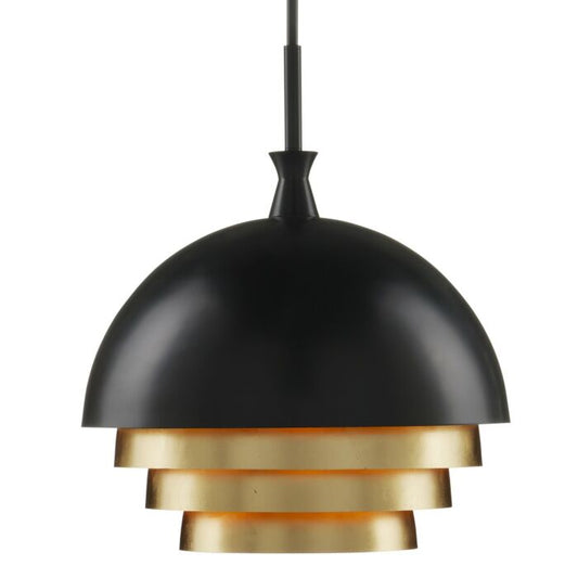 Salviati 3-Light Pendant in Black with Gold Leaf