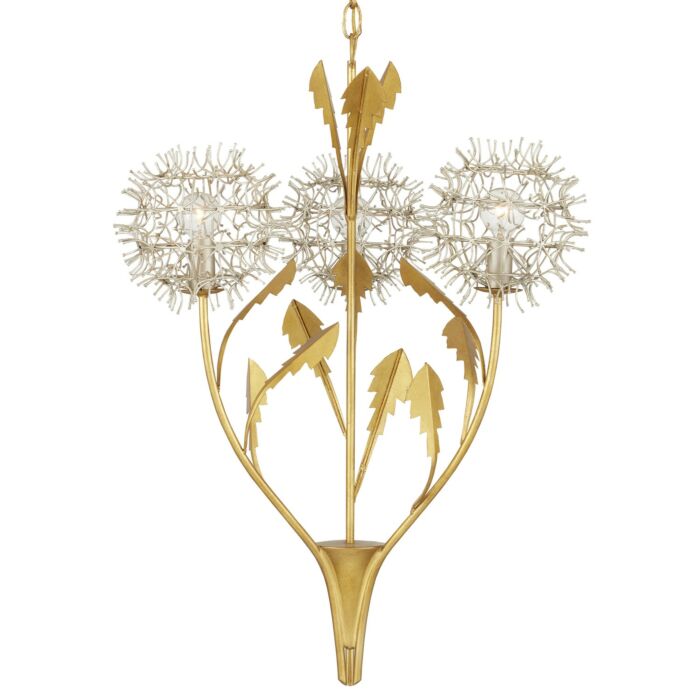 Dandelion 3-Light Pendant in Contemporary Silver Leaf with Silver with Contemporary Gold Leaf