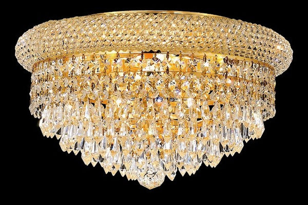 8 light gold plated mini crystal flush mount ceiling light