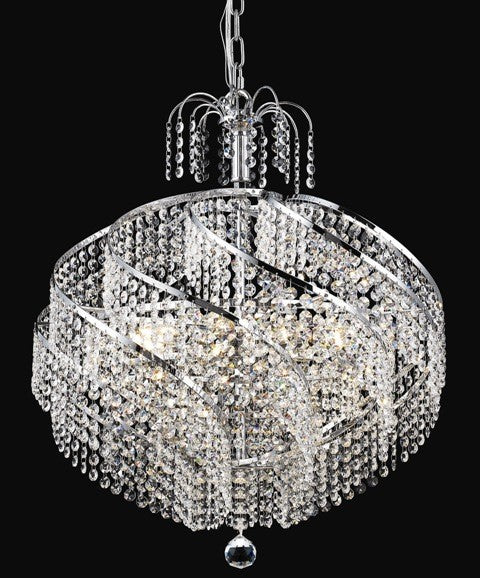 10 Light Spiral Crystal Chandelier chrome plated