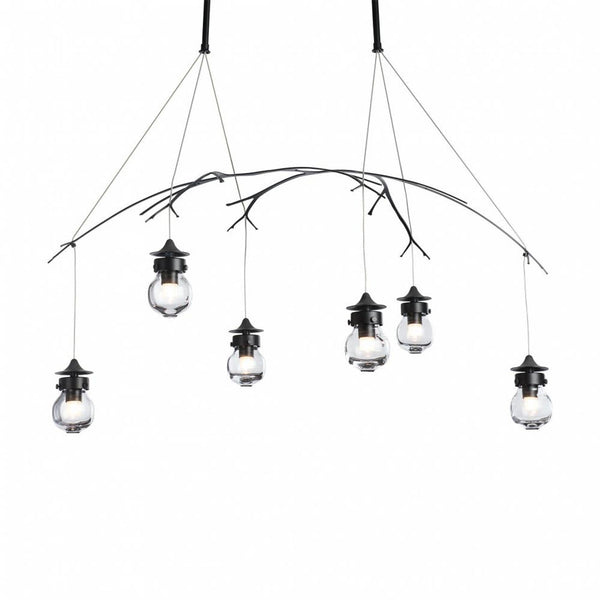 Linear Chandelier, 6-Light, Long Height, Black, Clear Glass, 36.8"W (136560-SKT-LONG-10-ZM0565 5D6Q58)