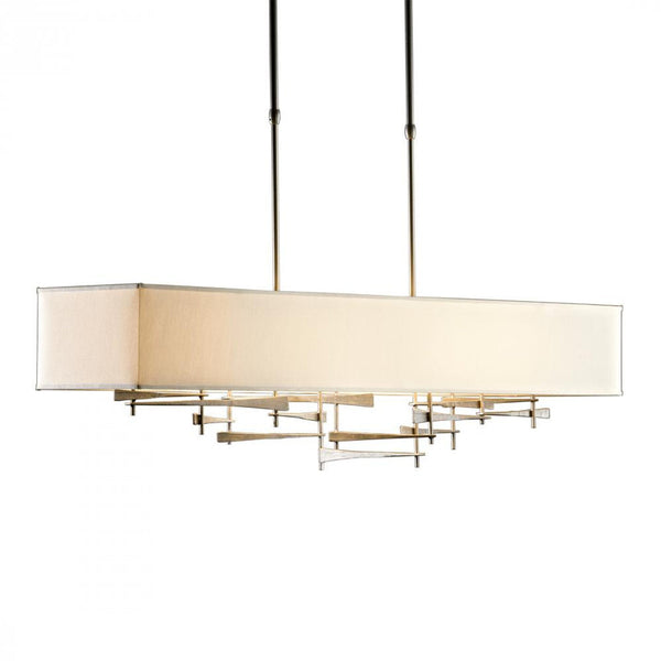 Pendant, 4-Light, Standard Height, Soft Gold, Flax Shade, 42"W (137670-SKT-STND-84-SE4298 3WTYYE)