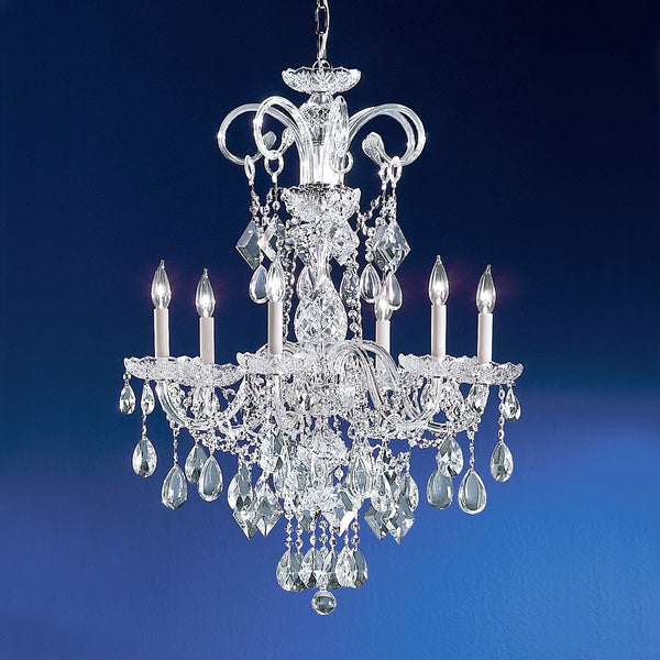 Polished chrome 6 Light Bohemian  crystal Chandelier