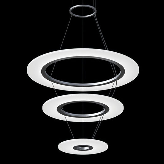 Arctic Rings 3-Light LED Pendant in Bright Satin Aluminum