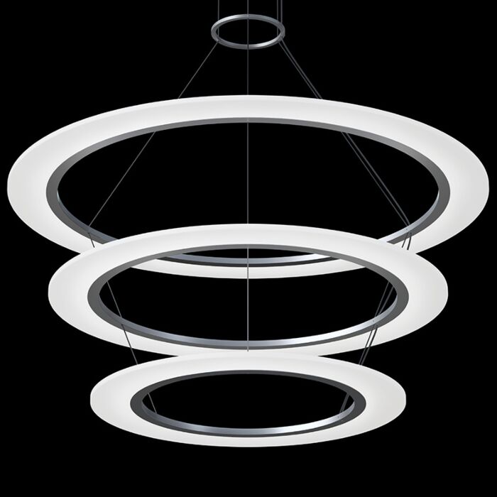 Arctic Rings 3-Light LED Pendant in Bright Satin Aluminum