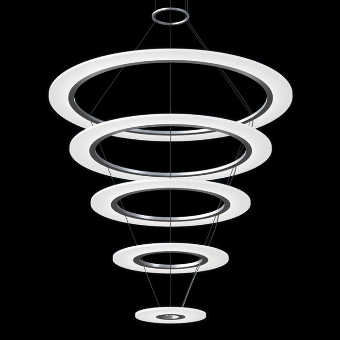 Arctic Rings 5-Light LED Pendant in Bright Satin Aluminum