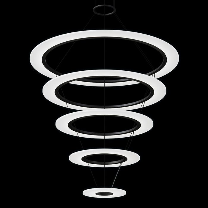 Arctic Rings 5-Light LED Pendant in Satin Black