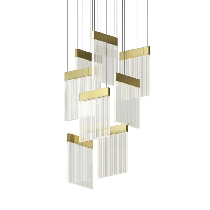 V Panels LED Pendant in Brass