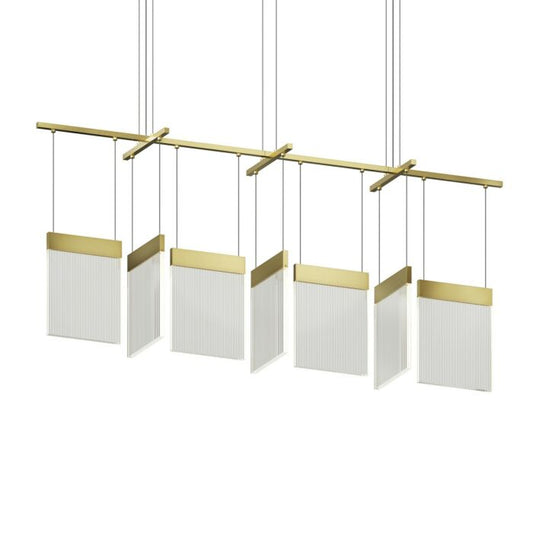 V Panels LED Pendant in Brass