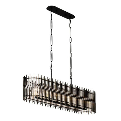 Park Row 6-Light Linear Pendant in Matte Black with French Gold