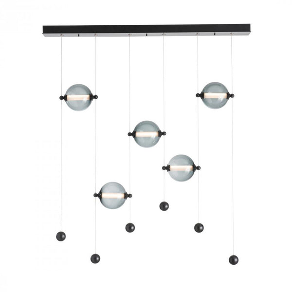 Pendant, 5-Light, Standard Height, LED, Black,  Cool Grey Glass, 5.5"W (139050-LED-STND-10-YL0668 5CQEUN)