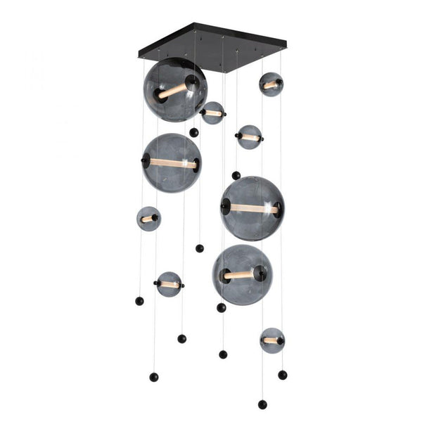 Pendant, 10-Light, Standard Height, LED, Black,  Cool Grey Glass, 27.2"W (139051-LED-STND-10-YL0694 5D6W02)