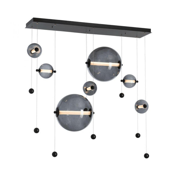 Pendant, 7-Light, Standard Height, LED, Black,  Cool Grey Glass, 20.5"W (139054-LED-STND-10-YL0694 5D6W1D)