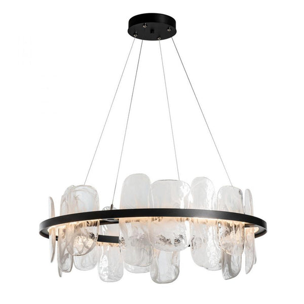 Pendant, 1-Light, Standard Height, LED, Black, White Swirl Glass, 38"W (139660-LED-STND-10-YR0708 5D9RRJ)