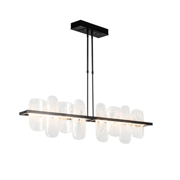 Linear Chandelier, 1-Light, Long Height, LED, Black, White Swirl Glass, 51.9"W (139661-LED-LONG-10-YR0708 5D9RT4)