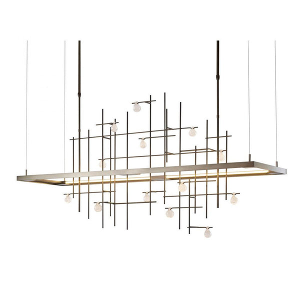 Linear Chandelier, 1-Light, Long Height, LED, Black, Clear Bubble Glass, 53.4"W (139752-LED-LONG-10-YG0500 5D0HXK)